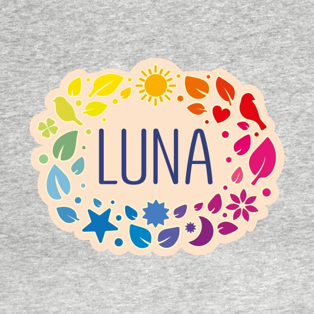 Luna name with colorful leaves by WildMeART